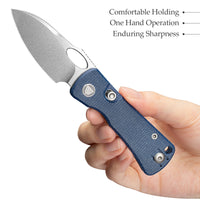 Andromeda-LM Button Liner Lock EDC Folding Knfe,2.3" 14C28N Steel Blade,Micarta Handle