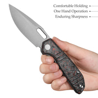 Gecko-RCS Liner Lock Folding Pocket Knife,3.4'' M390 Steel Blade,Ceramic Carbon Fiber Handle