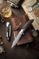 Virgo-05 Handmade Folding Pocket Knife,3.62in 110 Layers Damascus Steel Blade,Titanium bolster and Carbon Fiber Handle with Clip