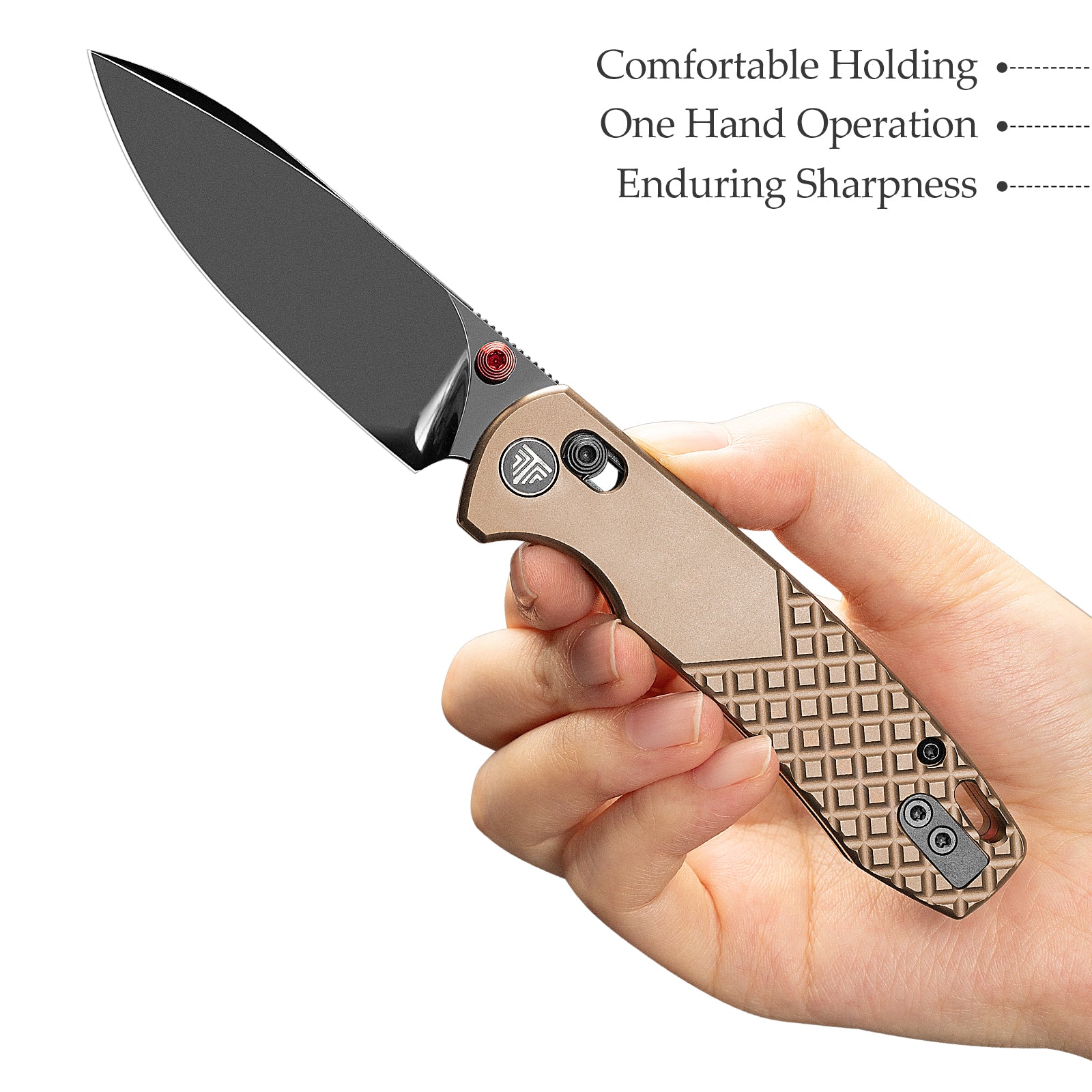 Dragonfly-DM Crossbar Lock EDC Folding Pocket Knife, 2.99'' M390 Steel Blade, Titanium Handle