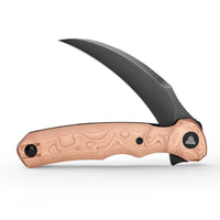 Lacerta-CU Liner Lock EDC Folding Pocket Knife 3.34'' 14C28N Steel Blade,Copper Foil Handle,Tiguass Design