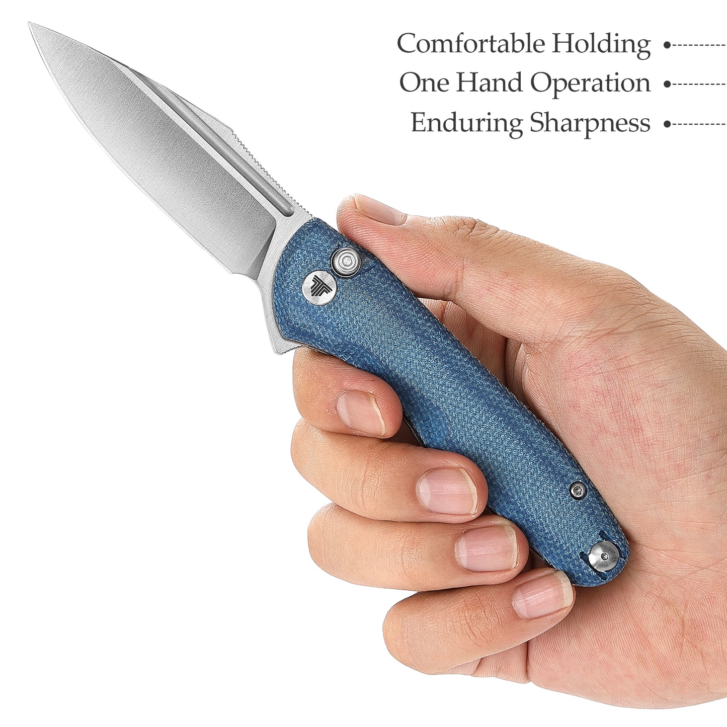 Antliae-04LMW Button Lock Folding Pocket Knife,3.26" 14C28N Steel,Micarta Handle