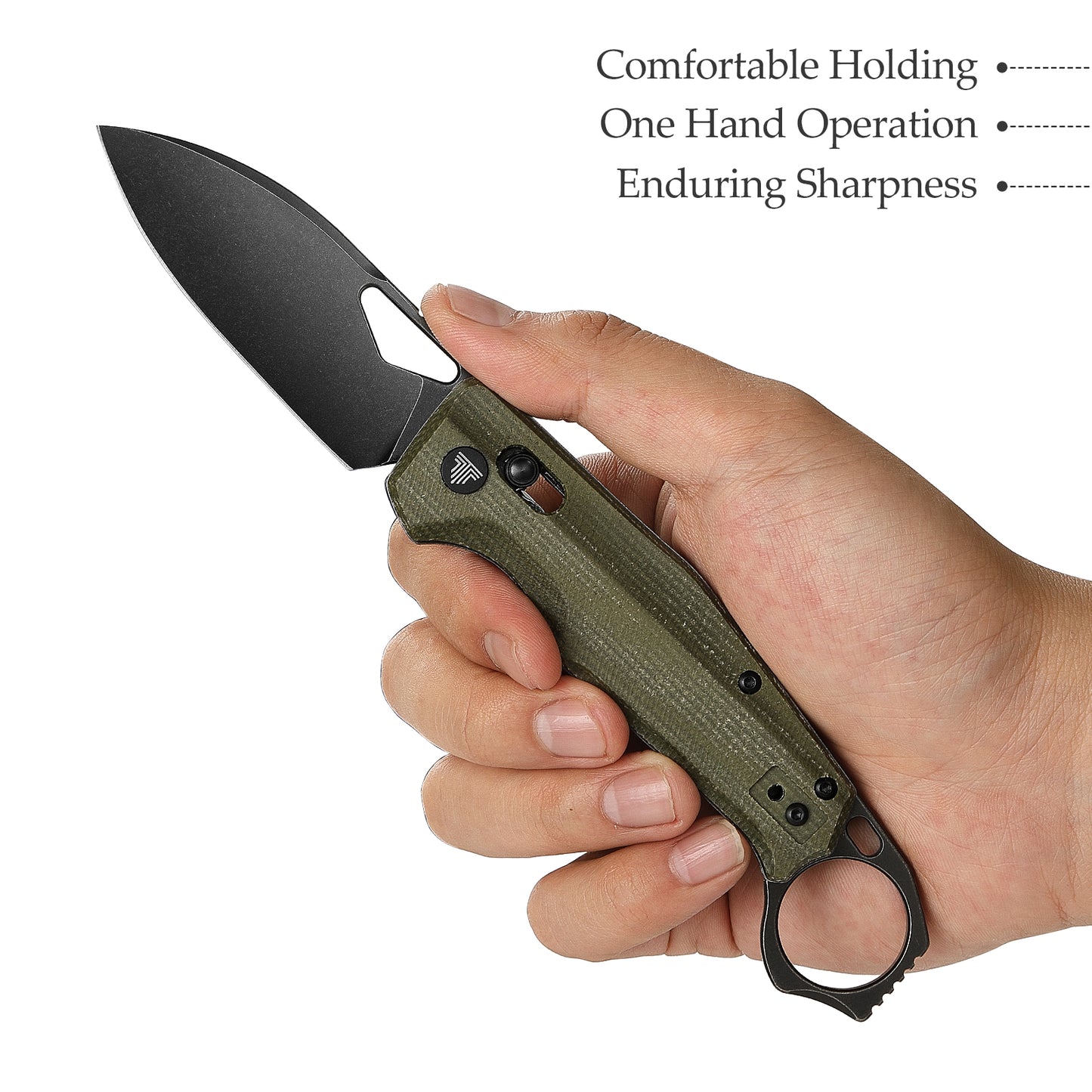 Sagitta-04G,Axis Lock Karambit Folding Pocket Knife,2.95" 14C28N Steel,Green Micarta Handle