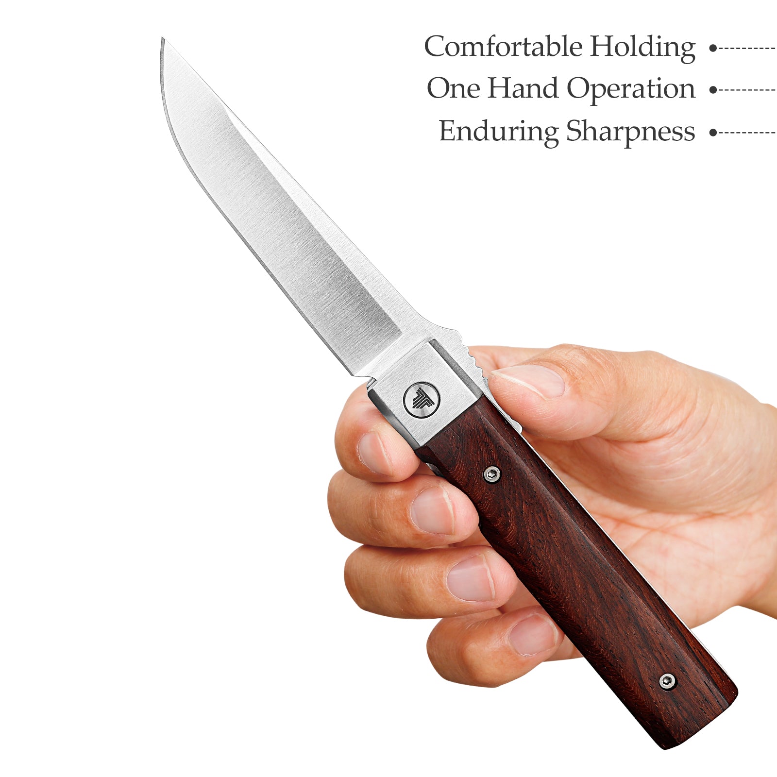 Dolphin-J Liner Lock  Folding Pocket Knife 3.37'' 14C28N Steel Blade,Wood Handle
