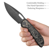 Gecko-YCB Liner Lock Folding Pocket Knife,3.4'' M390 Steel Blade,Ceramic Carbon Fiber Handle