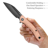 Cuckoo-CU Liner Lock EDC Folding Pocket Knife 3.37'' 14C28N Steel Blade,Copper Foil Handle