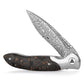 Virgo-05 Handmade Folding Pocket Knife,3.62in 110 Layers Damascus Steel Blade,Titanium bolster and Carbon Fiber Handle with Clip