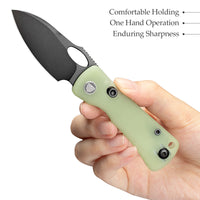 Andromeda-TG Button Liner Lock EDC Folding Knfe,2.3" 14C28N Steel Blade,G10 Handle