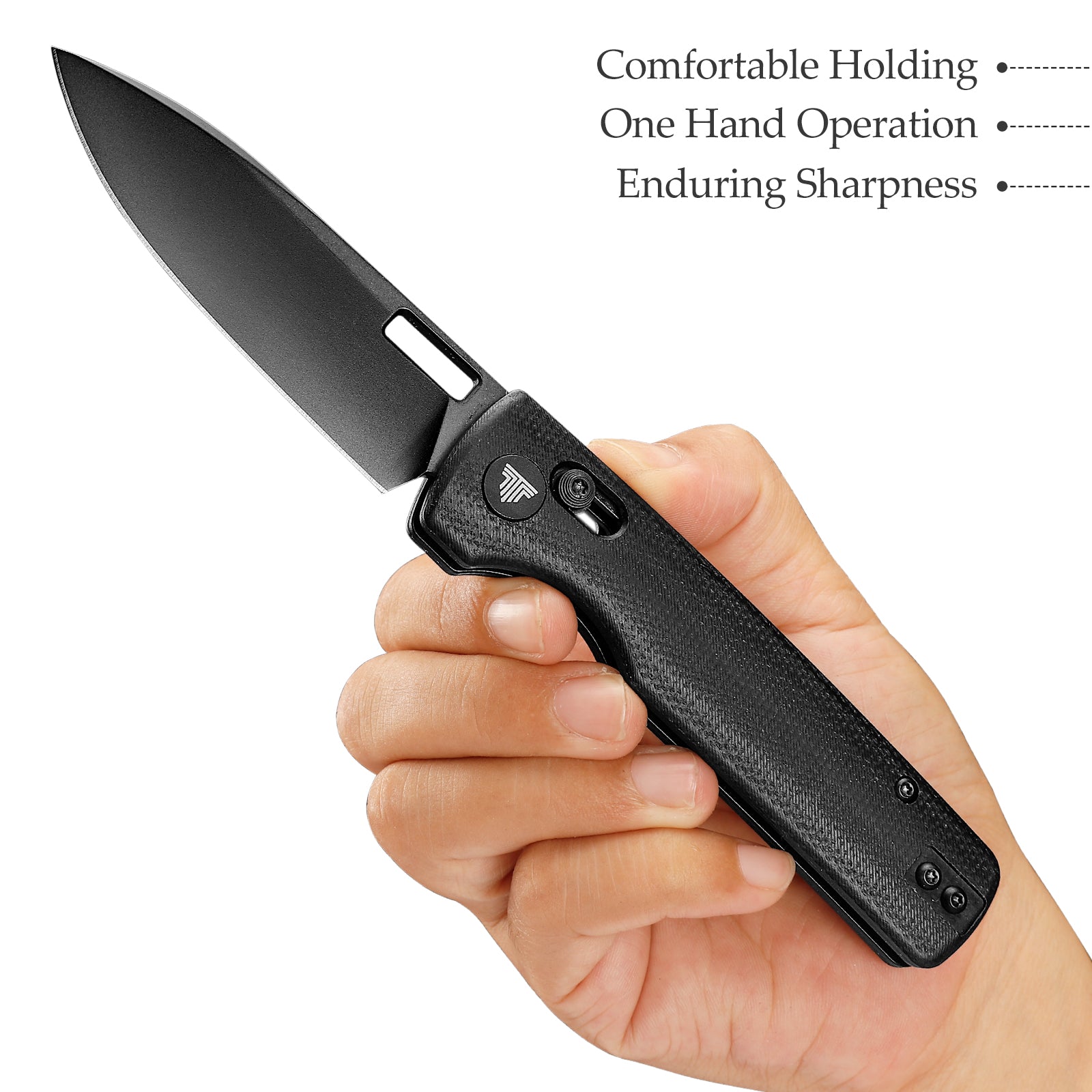Sabretooth-BM Crossbar Lock Folding Pocket Knife,3.4'' 14C28N Steel Black Stonewashed Blade, Black Micarta Handle