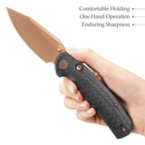 Hornet Pro-CG Button Line Lock EDC Folding Pocket Knife,3.34" 14C28N Steel Blade,Carbon Fiber G10 Handle