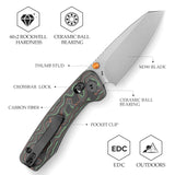 Sloth Ultra-GC Crossbar Lock EDC Folding Pocket Knfe,2.54" M390 Steel Blade, Carbon Fiber Handle