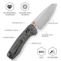 Sloth Ultra-GC Crossbar Lock EDC Folding Pocket Knfe,2.54" M390 Steel Blade, Carbon Fiber Handle