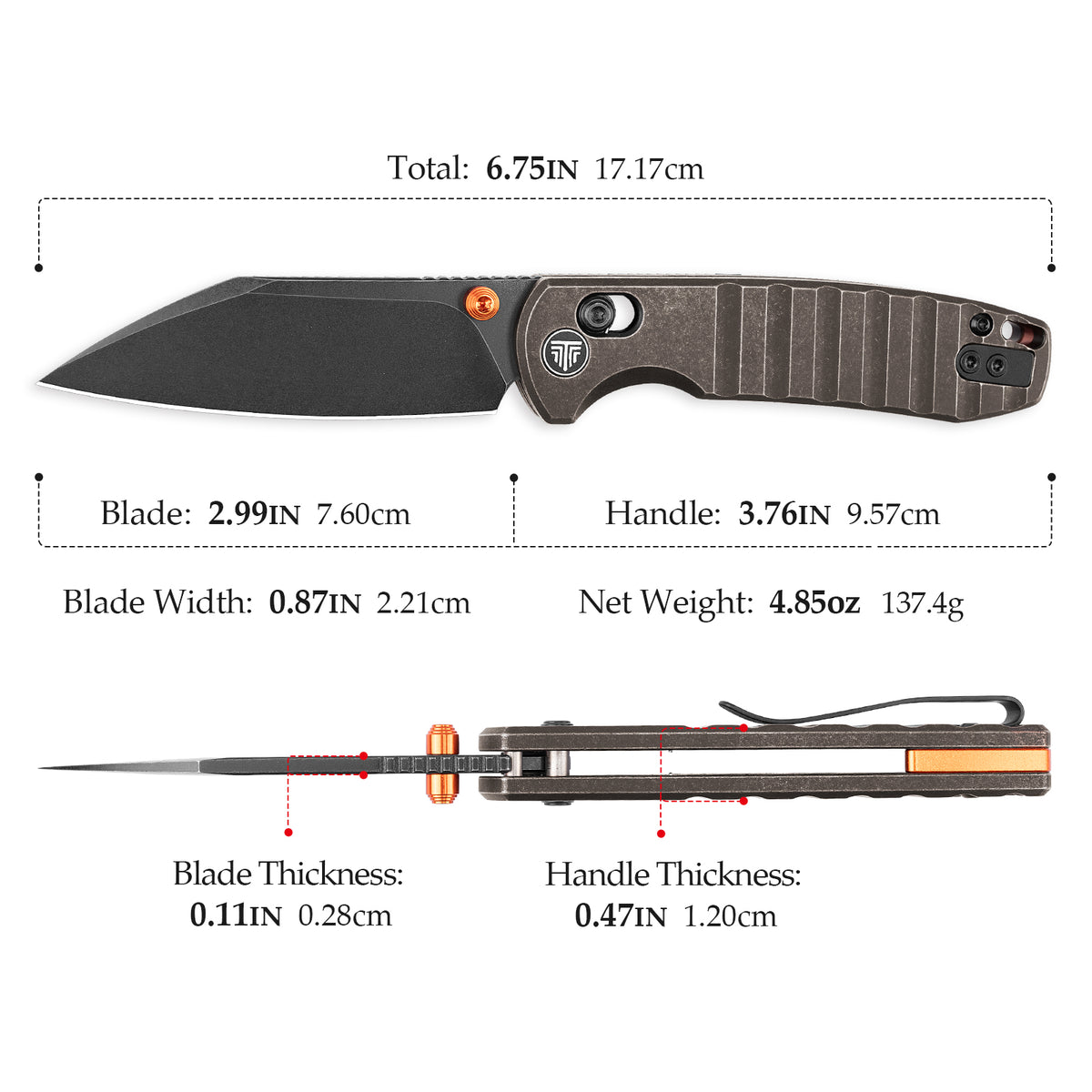 Firefly-CU Crossbar Lock EDC Folding Pocket Knife,2.99" 14C28N Steel Blade,Copper Handle