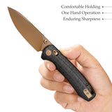 Dragonfly-CG Crossbar Lock EDC Folding Pocket Knife,2.99'' 14C28N Steel Blade,Carbon Fiber G10 Handle