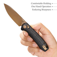 Dragonfly-CG Crossbar Lock EDC Folding Pocket Knife,2.99'' 14C28N Steel Blade,Carbon Fiber G10 Handle