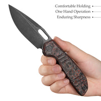Gecko-RCB Liner Lock Folding Pocket Knife,3.4'' M390 Steel Blade,Ceramic Carbon Fiber Handle