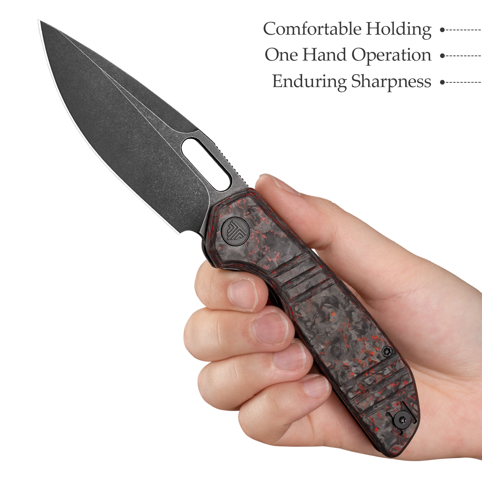 Gecko-RCB Liner Lock Folding Pocket Knife,3.4'' M390 Steel Blade,Ceramic Carbon Fiber Handle