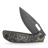 Gecko-YCB Liner Lock Folding Pocket Knife,3.4'' M390 Steel Blade,Ceramic Carbon Fiber Handle