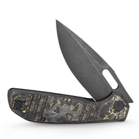 Gecko-YCB Liner Lock Folding Pocket Knife,3.4'' M390 Steel Blade,Ceramic Carbon Fiber Handle