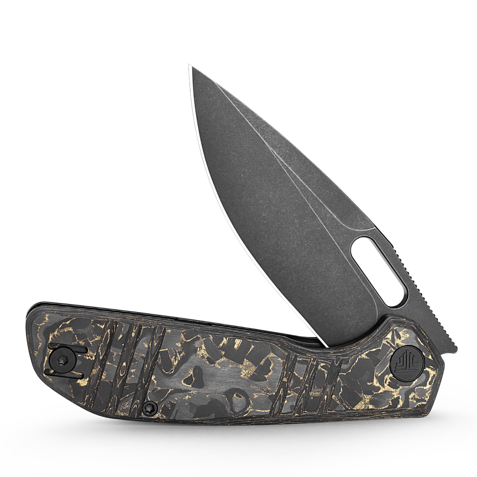 Gecko-YCB Liner Lock Folding Pocket Knife,3.4'' M390 Steel Blade,Ceramic Carbon Fiber Handle