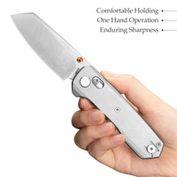 Scarab-S Crossbar Lock EDC Folding Pocket Knife,2.99" M390 Steel Blade,Titanium Handle