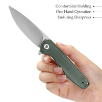 Hummingbird-GM Liner Lock EDC Folding Pocket Knife 2.99'' 14C28N Steel Blade,Micarta Handle