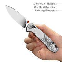 Dragonfly-M Crossbar Lock EDC Folding Pocket Knife, 2.99'' M390 Steel Blade, Titanium Handle