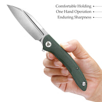Cuckoo-GM Liner Lock EDC Folding Pocket Knife 3.37'' 14C28N Steel Blade,Micarta Handle