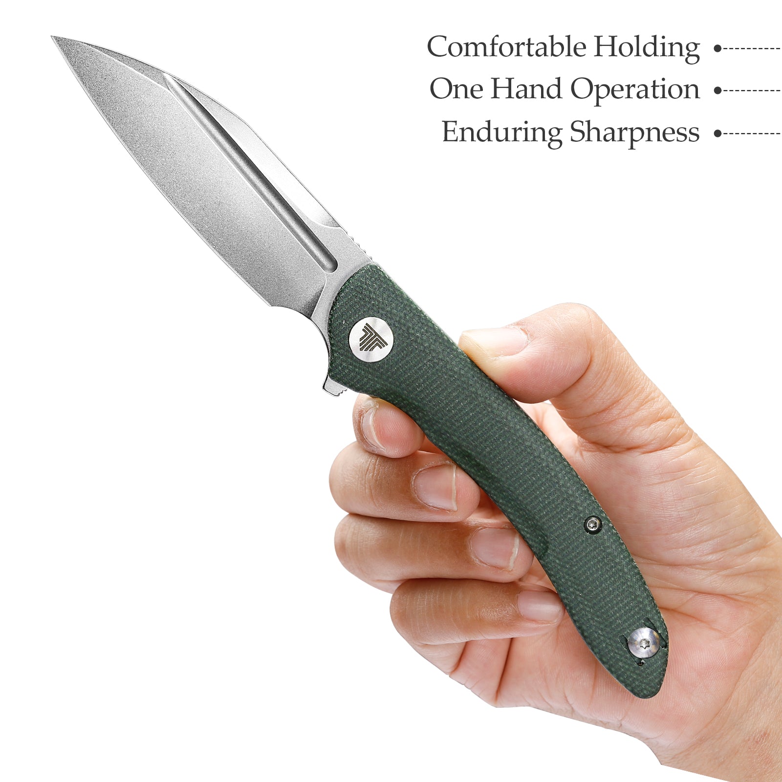 Cuckoo-GM Liner Lock EDC Folding Pocket Knife 3.37'' 14C28N Steel Blade,Micarta Handle