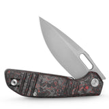 Gecko-RCS Liner Lock Folding Pocket Knife,3.4'' M390 Steel Blade,Ceramic Carbon Fiber Handle