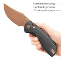 Hippo-BM Crossbar Lock EDC Folding Pocket Knife,3.4" 14C28N Steel Blade,Micarta Handle