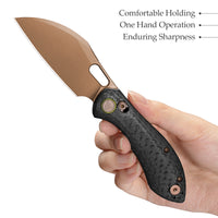Batwing-CG/S Crossbar Lock Folding Pocket Knife,2.99''14C28N Steel Blade,Carbon Fiber G10 Handle