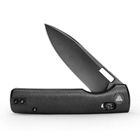 Sabretooth-BM Crossbar Lock Folding Pocket Knife,3.4'' 14C28N Steel Black Stonewashed Blade, Black Micarta Handle