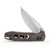 Butterfly-CU Crossbar Lock EDC Folding Pocket Knife,3.03'' 14C28N Steel Blade,Copper Handle