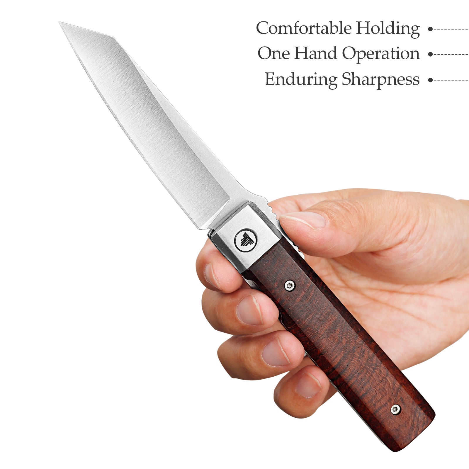 Dolphin-F Liner Lock  Folding Pocket Knife 3.37'' 14C28N Steel Blade,Wood Handle