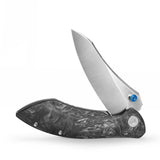 Rhino-W Frame Lock EDC Folding Pocket Knife, 3.2'' M390 Steel Blade, Carbon Fiber Titanium Handle