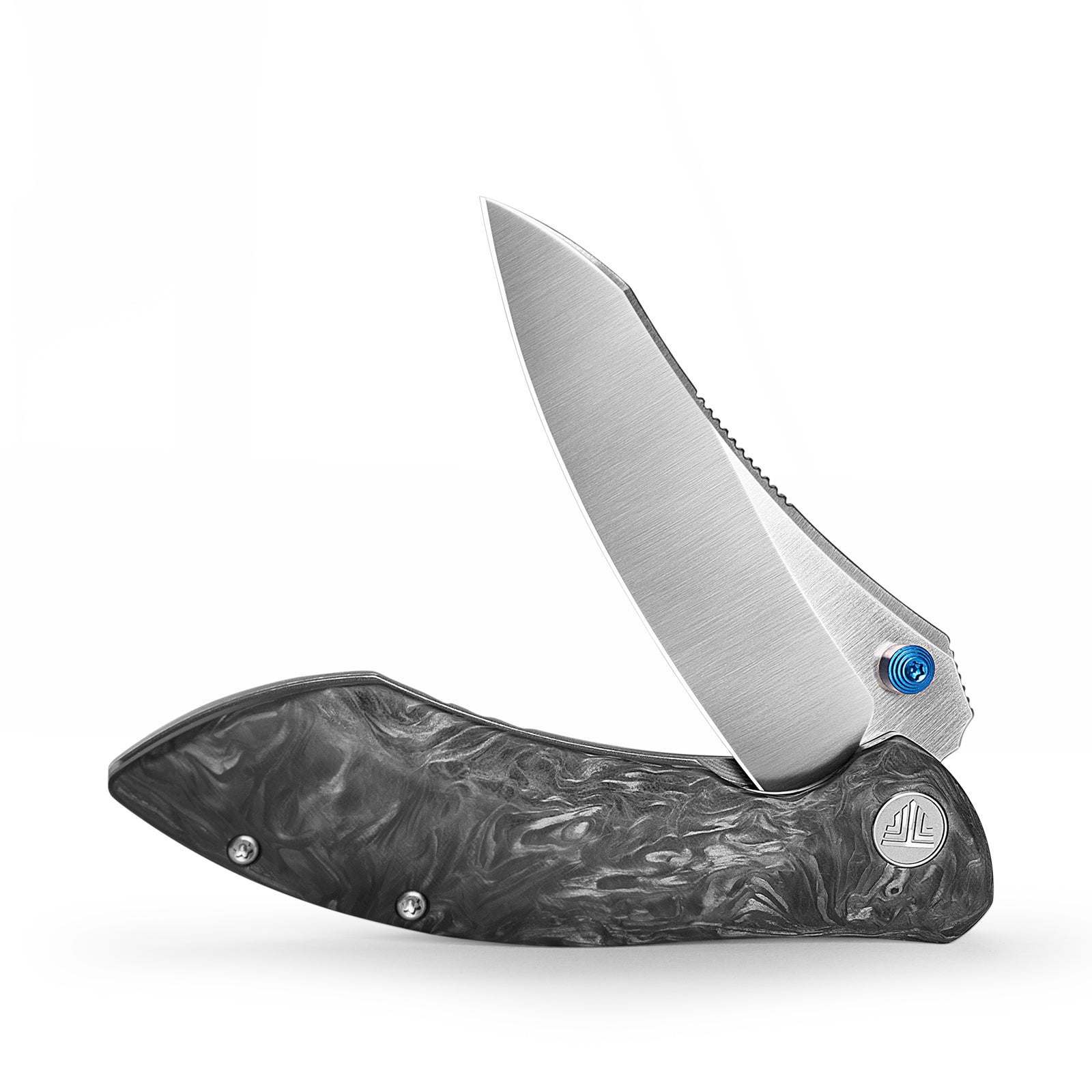 Rhino-W Frame Lock EDC Folding Pocket Knife, 3.2'' M390 Steel Blade, Carbon Fiber Titanium Handle