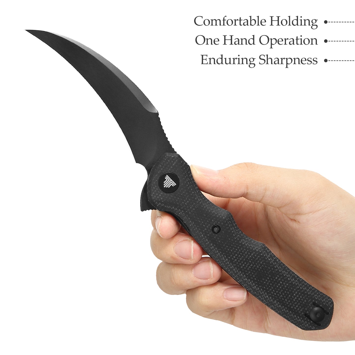 Lacerta-04B Liner Lock EDC Folding Pocket Knife 3.34'' 14C28N Steel Blade,Black Micarta Handle,Tiguass Design