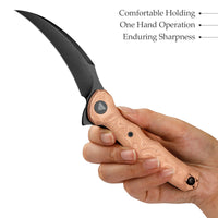 Lacerta-CU Liner Lock EDC Folding Pocket Knife 3.34'' 14C28N Steel Blade,Copper Foil Handle,Tiguass Design