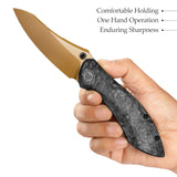 Rhino-RG Frame Lock EDC Folding Pocket Knife, 3.2'' M390 Steel Blade, Carbon Fiber Titanium Handle
