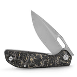 Gecko-YCS Liner Lock Folding Pocket Knife,3.4'' M390 Steel Blade,Ceramic Carbon Fiber Handle