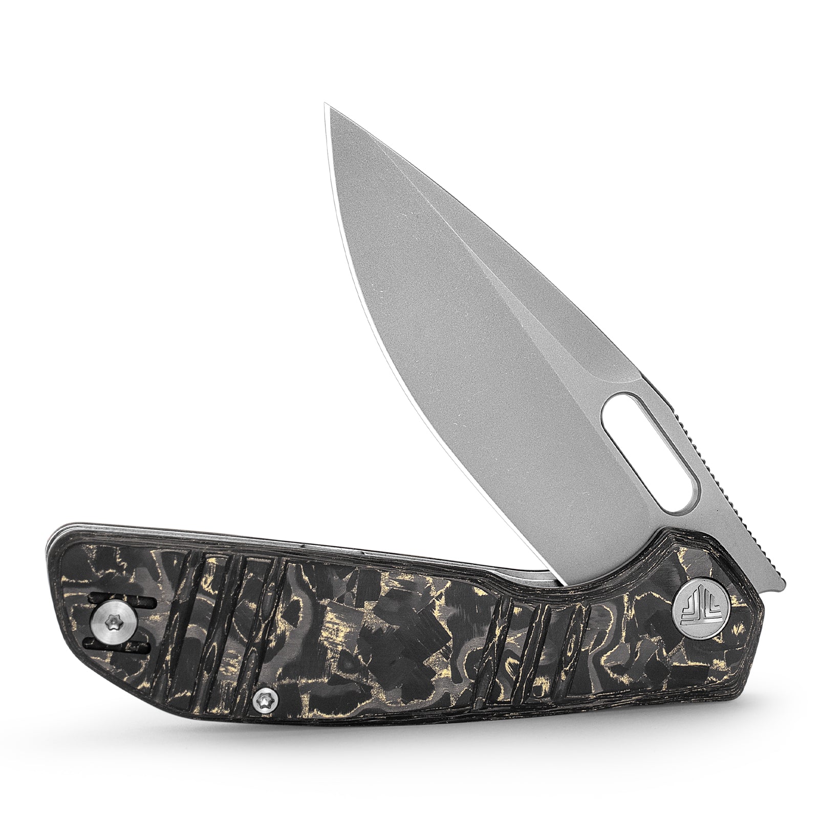 Gecko-YCS Liner Lock Folding Pocket Knife,3.4'' M390 Steel Blade,Ceramic Carbon Fiber Handle