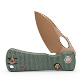 Andromeda-GM Button Liner Lock EDC Folding Knfe,2.3" 14C28N Steel Blade,Micarta Handle