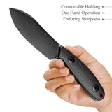 Eggplant-BM Full-tang Straight Fixed Blade Knife, 3.86‘’ 14C28N Steel Black Stonewashed Blade, Micarta Handle