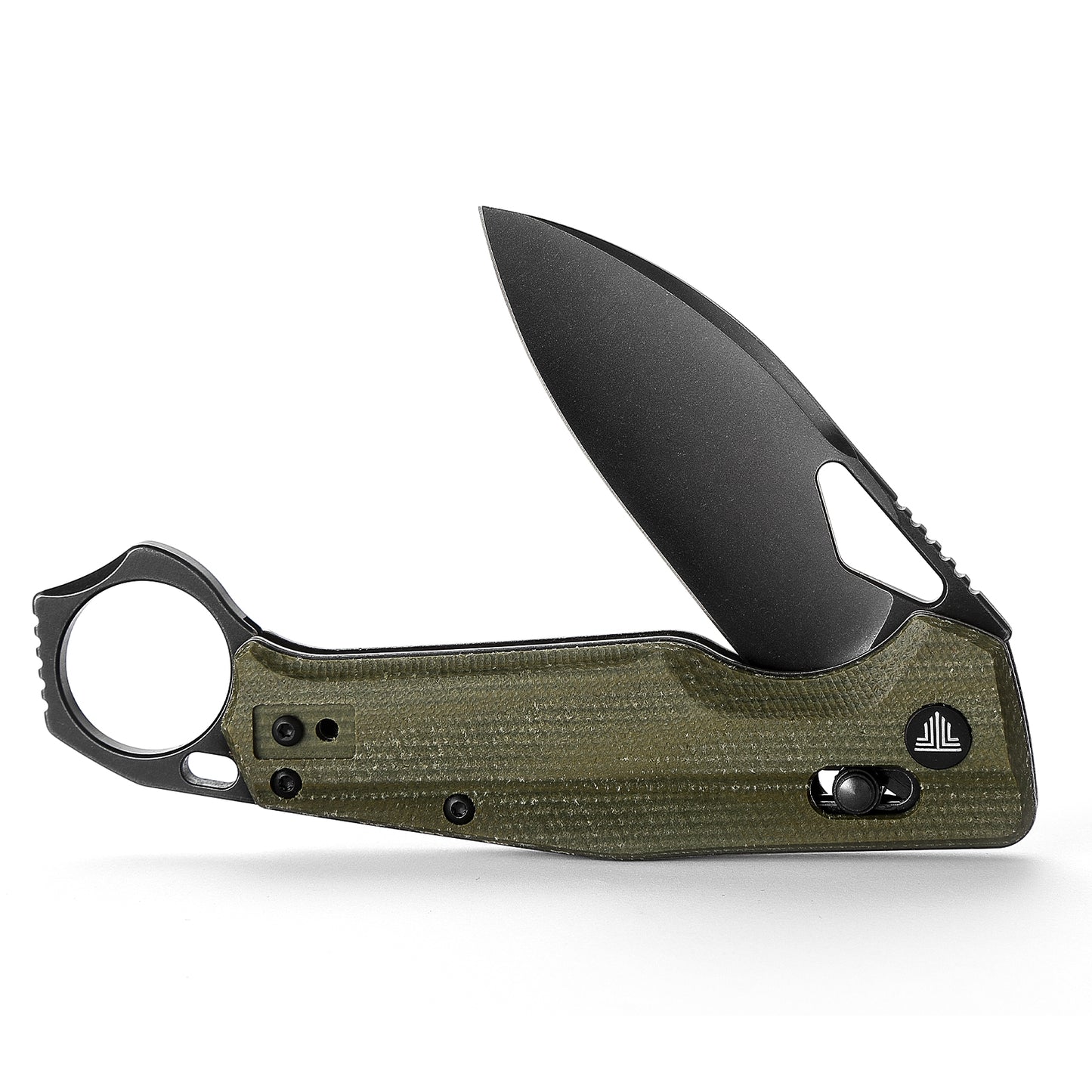 Sagitta-04G,Axis Lock Karambit Folding Pocket Knife,2.95" 14C28N Steel,Green Micarta Handle