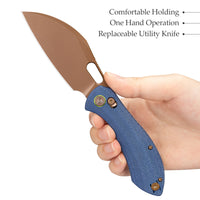 Batwing Plus-LM Crossbar Lock Folding Pocket Knife,3.4'' 14C28N Steel Blade,Micarta Handle