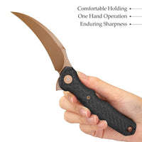 Lacerta-CG Liner Lock EDC Folding Pocket Knife 3.34'' 14C28N Steel Blade,Carbon fiber G10 Handle,Tiguass Design