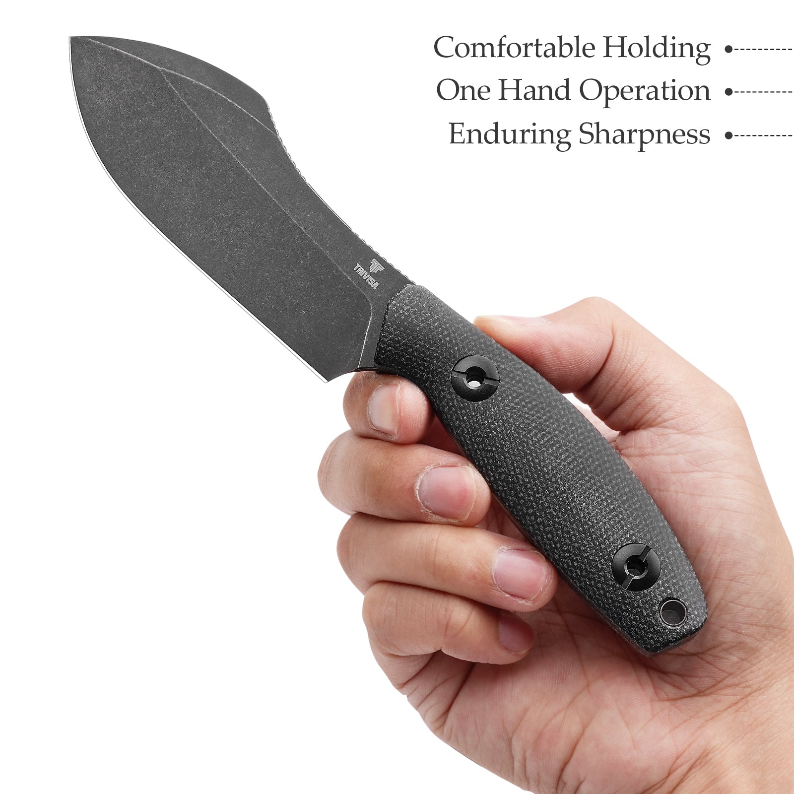 Pumpkin-BM Full-tang Straight Fixed Blade Knife, 3.9‘’14C28N Steel Stonewash Blade, Micarta Handle