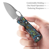 Andromeda Pro-PL Button Liner Lock EDC Folding Knfe,2.3" N690 Steel Blade,Fat Carbon Handle