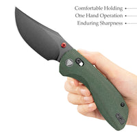 Hippo-GM Crossbar Lock EDC Folding Pocket Knife,3.4" 14C28N Steel Blade,Micarta Handle